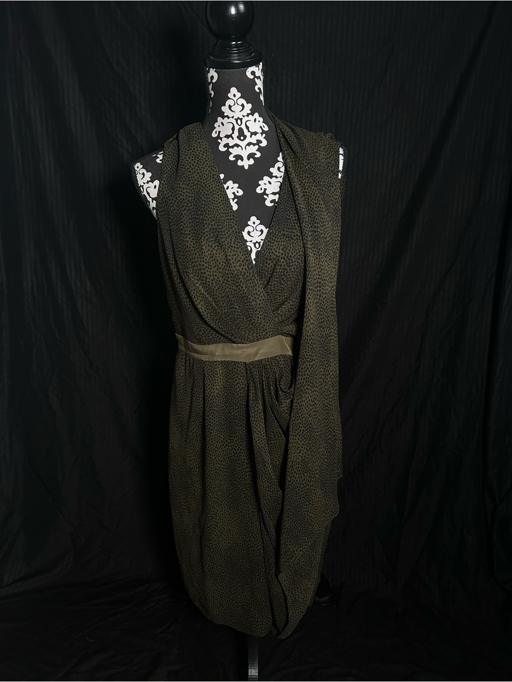 ANTONIO MELANI Olive One-Shoulder Draped Dress